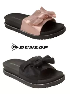 DUNLOP WOMENS SUMMER MULE SANDALS LADIES SLIP ON OPEN TOE BOW SLIDERS SIZE - Picture 1 of 2