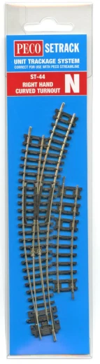 Peco ST-44 Setrack N Gauge Curved Turnout Right Hand N Gauge - Image 1 of 1