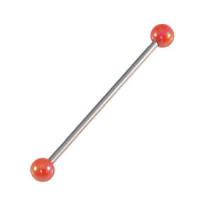 Industrial Scaffold Barbell METALLIC PEARLESCENT Coated Balls Surgical Steel