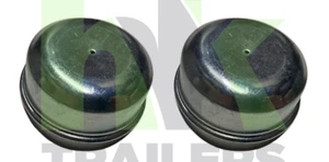 x 2 tappi mozzo 50 mm, lisci, rimorchi, tappo ruota antipolvere grasso, metallo, copertura, rimorchio - Foto 1 di 2