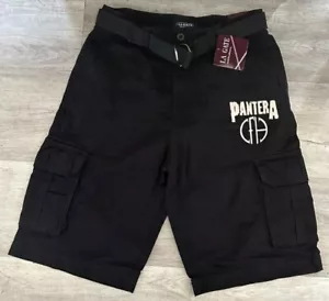 PANTERA ROCK BAND BLACK CARGO SHORT MULTI POCKETS - Picture 1 of 2