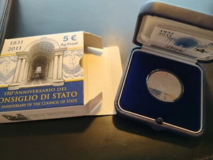 2011 Italia - 180° Anniversario Consiglio di Stato - 5 Euro - Argento - Proof - Foto 1 di 1
