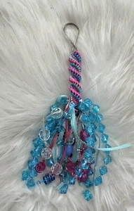 Pink Blue Lanyard With Beads Keychain Hand Made - Picture 1 of 1
