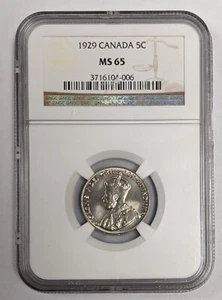 1929 Canada 5c NGC MS 65 - Picture 1 of 3