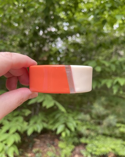 OFF WHITE Bracciale Braccialetto Lucite Bianco Arancione e Marrone anni '70