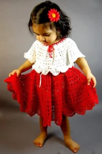 HANDMADE CROCHET COTTON CHRISTMAS BABY DRESS RED - 6 months, 9 months 1T 12 mo - Picture 1 of 1