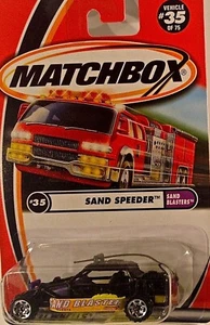 Matchbox # 35 2001 Sand Speeder Sand Blasters como nuevo tarjeta y coche - Imagen 1 de 1