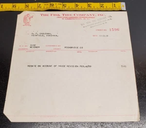 21.02.1929 The Fisk Tire Co. Inc. Gutschrift Rechnung - Rotdruck - Bild 1 von 3