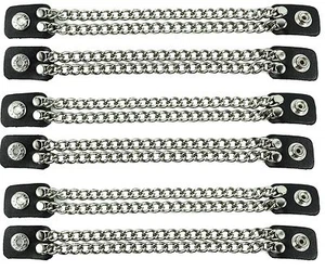 2 row chain Extension Black Leather Biker Vest Extender 6 Pcs Lot - Picture 1 of 2