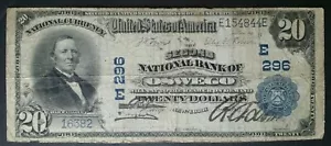 1902 $20 Second National Bank of Oswego New York National Currency Note - Picture 1 of 2