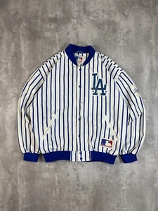 Vintage 80s LA Dodgers MLB Embroidered Pinstripe Bomber Jacket Size Large - Picture 1 of 11
