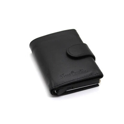 Portafoglio uomo Pierre Cardin verticale pelle porta carte alluminio RFID slim