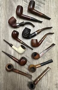 Vintage ESTATE LOT 12 BRIAR Tobacco Pipes Mixed Savinelli Gold Silver Bands More