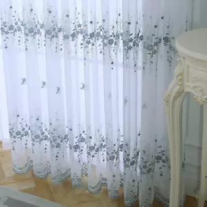 1 Panel bestickt Blumen Netz Vorhang Fenster Gardine Ösen Tüll Dekoration Zum Selbermachen - Bild 1 von 13