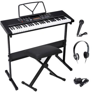 Teclado electrónico de música de 61 teclas con soporte órgano de piano digital eléctrico - Imagen 1 de 12