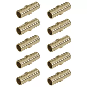Bag of (10) 1-1/2" x 1-1/2" PEXworx Brass Pex Crimp Coupling - Picture 1 of 2
