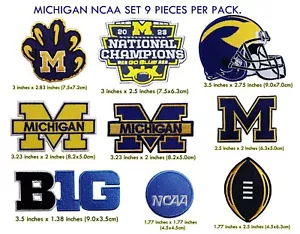 NCAA2023 Michign9Pcs FOOTBALL Sport LOGO PATCH,IRON,SEW ON FABRIC*From THAILAND - Picture 1 of 1