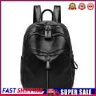 Vintage Pu Solid Color Student Backpack Women Travel Large Capacity Schoolbags