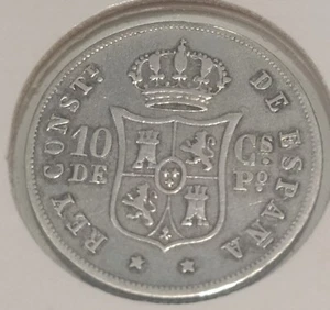 ESPAÑA 10 CENTAVOS DE PESO ALFONSO XII 1885 FILIPINAS PLATA MBC+ - Imagen 1 de 6