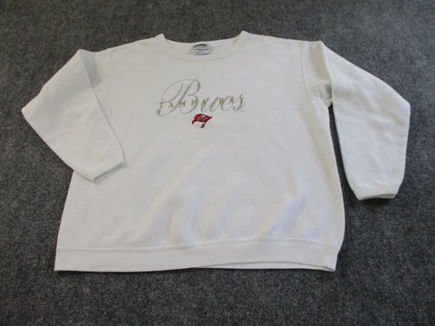 Vintage Tampa Bay Buccaneers Sweatshirt Women's Large White Crewneck Riders USA* Cover