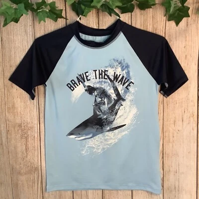 Top de natación Rashguard talla 14 para niños azul manga corta Foto 1 de 4