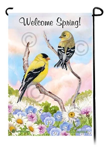 Bandera de jardín Welcome Spring - Jilguero americano - Imagen 1 de 1