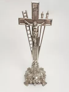 Antique Belgian Standing Altar Crucifix Instruments of the Passion Religious - Picture 1 of 5