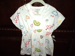 T28 NWT Girls Size 5 Old Navy Cotton Swimsuit Cover Up Graffic Print TWINS - Picture 1 of 4
