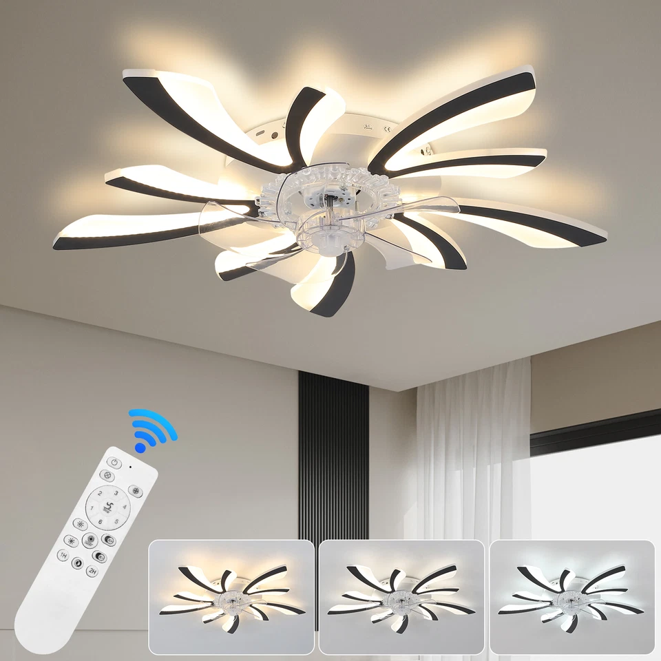 Ventilador de techo sin aspas con luz - 6 velocidades, temporizador, LED de atenuación continua, aplicación remota Foto 1 de 4