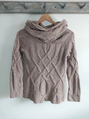 Свитер MODA International коренастый трикотажная шерстяная смесь коричневый с воротником-хомутом. Женский размер S - Изображение 1 из 4