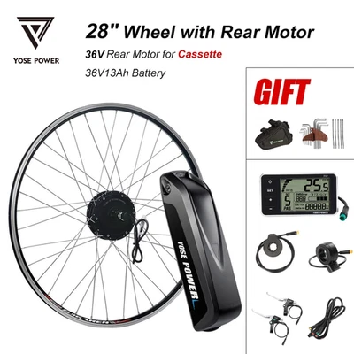 36V28" 700C Ebike Conversion Kit  Rear Motor Fit Cassette 8S-10S+36V13Ah Battery - Image 1 of 4