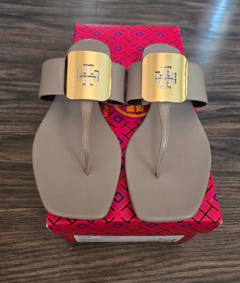 SANDALIAS GEORGIA Tory Burch Cuero Cabra Color Alce Oscuro Talla 10 (Nuevas en Caja) Foto 1 de 2