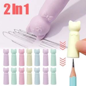 10PCS 2 in 1 Erasers Correction Stationery Pencil Extender Students Gift - Afbeelding 1 van 11