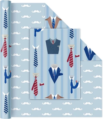 Father's Day Wrapping Paper - 1 Roll 17” x 33 ft Fathers Gift Wrap Paper blue Re - Image 1 of 4
