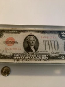 Rare Vintage $2 Two Dollar Bill Encased Incased In Lucite 2$ Series Of 1928 A - Picture 1 of 16