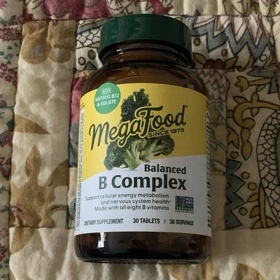 MegaFood Balanced B Complex Las 8 Vitaminas B Metil B12 y Folato 30 Comprimidos NUEVO Foto 1 de 4