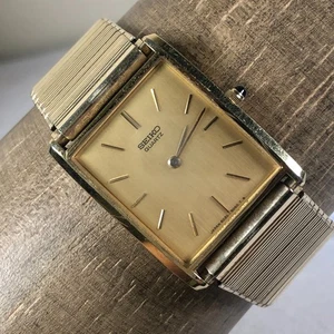 Vintage Seiko Men 6020-5050 Tank Gold Expansion Band Quartz 25mm Watch 6 3/4" - Bild 1 von 12