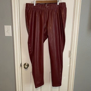 Old Navy Womens Burgundy Red Faux Leather Leggings Pants Size XL - Picture 1 of 3