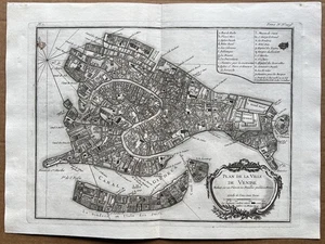 Bellin 1764 - Alte original gravierte Karte von Venedig, "Plan de la Ville" - Bild 1 von 7