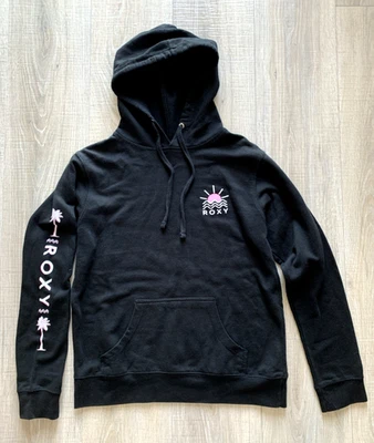 Roxy Pullover Hoodie Hooded Sweatshirt Black Womens M Medium - Image 1 of 4