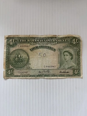 Bahamas 4 Shillings 1953 Queen Elizabeth - Image 1 of 4