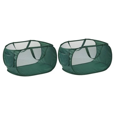 2 Pack Mesh Laundry Hamper Collapsible Laundry Baskets Laundry Bag Dark Green - Image 1 of 4