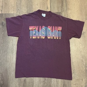 Vintage Hef-T Teejays Large Texas Giant Rollercoaster T-Shirt Burgundy Graphic - Picture 1 of 5