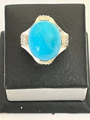 Anillo Real Para Hombre Astilla 925 Turquesa Genuina Sinaí Diseño Audaz فيروز سيناوي Foto 1 de 4