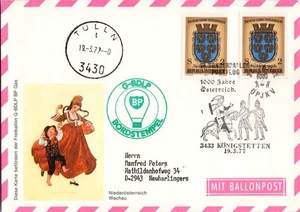Österreich, Ballonpost Beleg 1977 Sonderflug 1000 Jahre Österreich Tulln - Picture 1 of 3