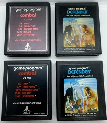 4 Game LOT (Atari 2600) Defender x2! Combat x2! Authentic! Tested! 1st Print! 🔥 - Image 1 of 4