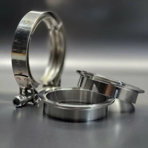 "Kit de abrazaderas de banda en V de 3 pulgadas con brida macho hembra acero suave escape MS Turbo 3" - Imagen 1 de 2