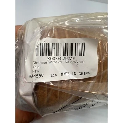 Christmas Wired Velvet Ribbon, 3/8 Inch x 100 Yard, Brown - Image 1 of 4