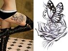 Temporäres Tattoo große schwarze Rose Schmetterling Körper Kunst gefälscht wasserdicht Damen