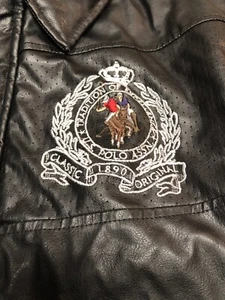 US Polo Assn Kids M Womens XS Jacket Bomber Zip Embroidered Faux Leather obo - Picture 1 of 8